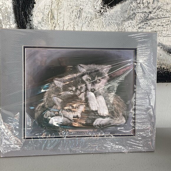 Carole Bourdo "Pile Of Pups" Vtg Signed In Plate Native American Wolf LG Print - Picture 6 of 9